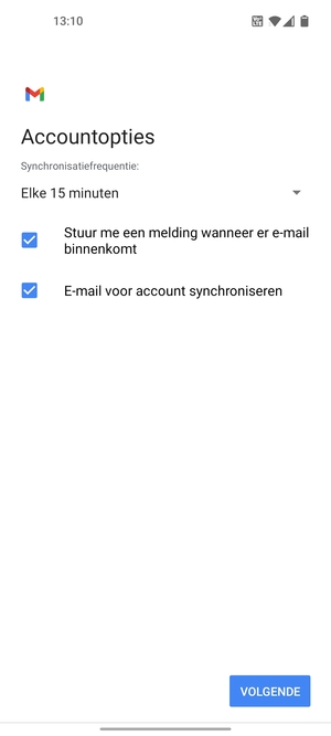 Selecteer VOLGENDE