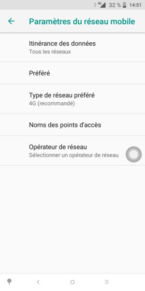 Sélectionnez Itinérance des données