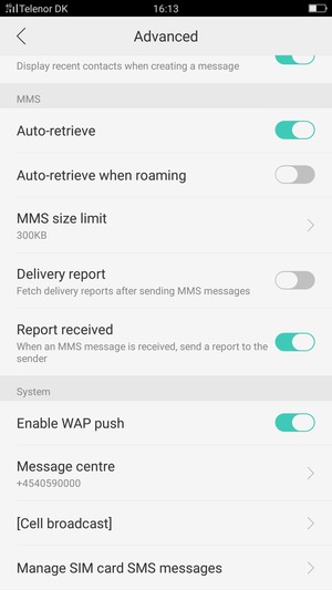 Scroll to and select Message centre