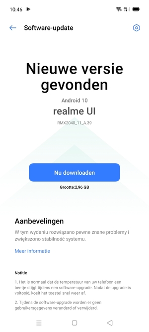 Als uw telefoon niet up-to-date is, volgt u de instructies op het scherm.