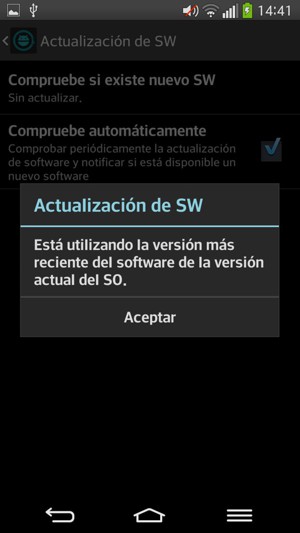 Si su teléfono está actualizado, seleccione Aceptar