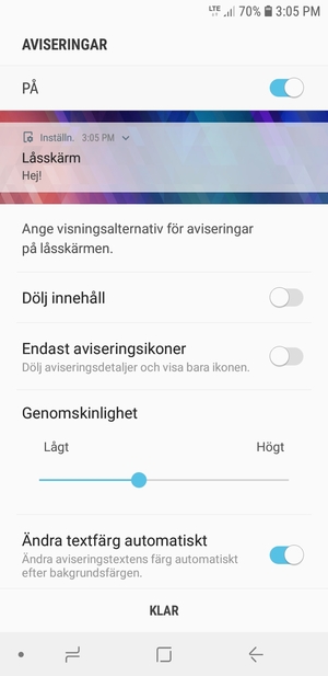 Välj dina föredragna alternativen och välj KLAR