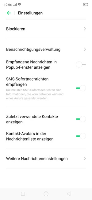 Wählen Sie Weitere Nachrichteneinstellungen