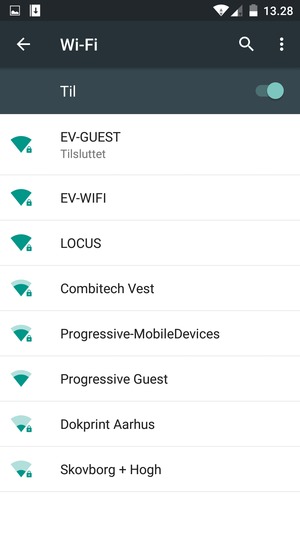 Du er nu tilsluttet Wi-Fi netværket