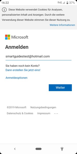 Geben Sie Ihre E-Mail-Adresse ein und wählen Sie Weiter