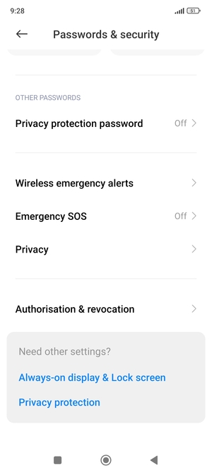 Scroll to and select Privacy