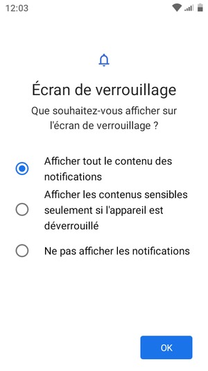 Sélectionnez votre option préférée et sélectionnez OK