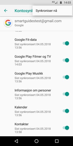 Velg Synkroniser nå