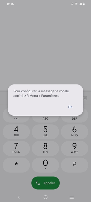 Si votre messagerie vocale n'est pas configurée, sélectionnez OK