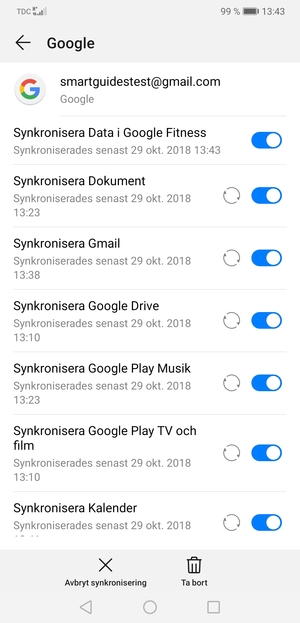 Din information kommer att synkroniseras
