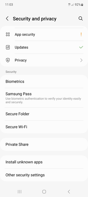 Scroll to and select Other security settings