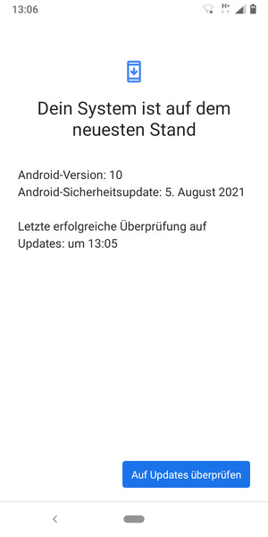 Falls Ihr Handy aktualisiert ist, wird Ihnen der folgende Bildschirm angezeigt