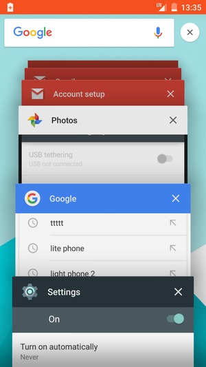 Swipe apps to the right to close them