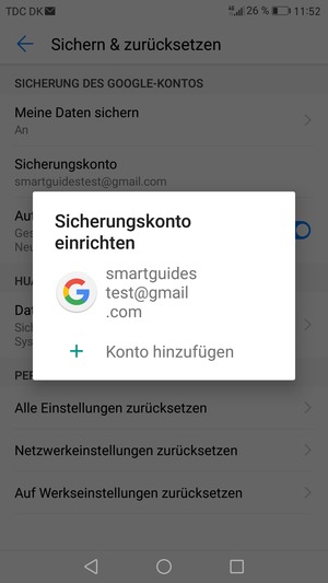 Wählen Sie Ihr Konto für Backup