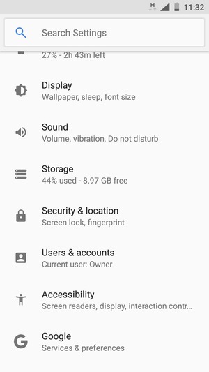 Scroll to and select Security & location