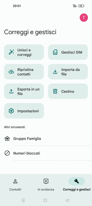 Seleziona Gestisci SIM