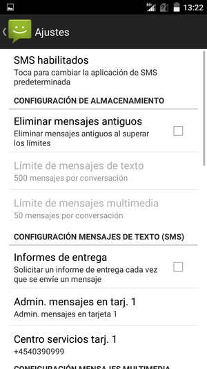 Seleccione Centro servicios tarj. 1