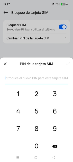 Introduzca su Nuevo PIN para esta tarjeta SIM y seleccione Aceptar