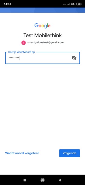 Voer uw Gmail wachtwoord in en selecteer Volgende