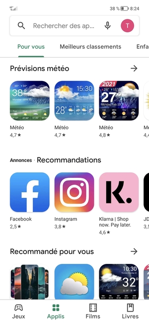 Sélectionnez la barre de Recherche