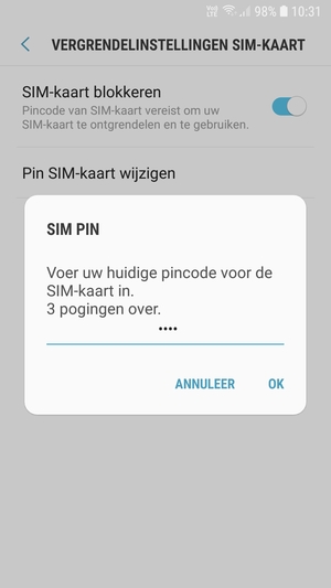 Voer uw Huidige pincode in en selecteer OK