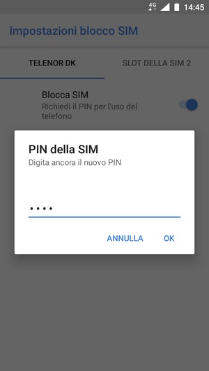 Conferma il nuovo PIN della SIM e seleziona OK