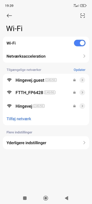 Vælg det trådløse netværk, du ønsker at oprette forbindelse til