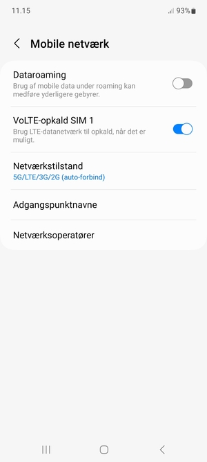 For at skifte netværk, hvis der opstår netværksproblemer, vælg Netværksoperatører