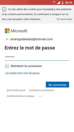 Saisissez votre mot de passe et sélectionnez Se connecter