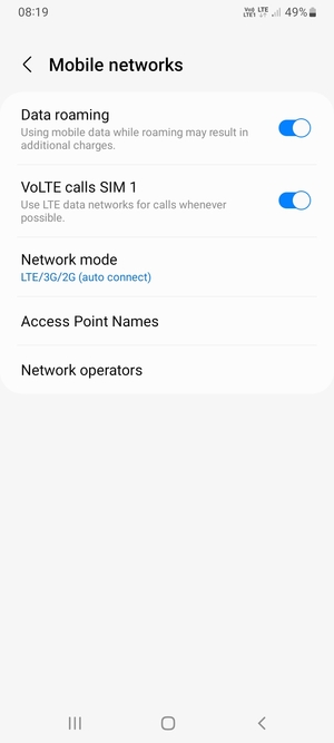 Turn Data roaming on or off