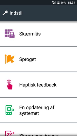 Scroll til og vælg En opdatering af systemet