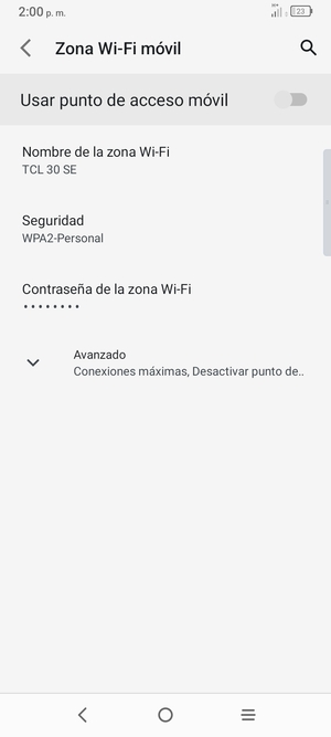 Seleccione Contraseña de la zona Wi-Fi