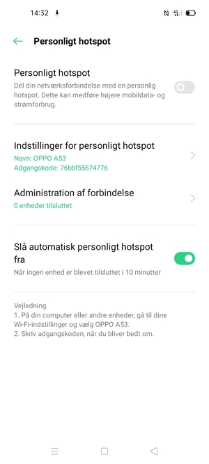 Aktiver Personligt hotspot