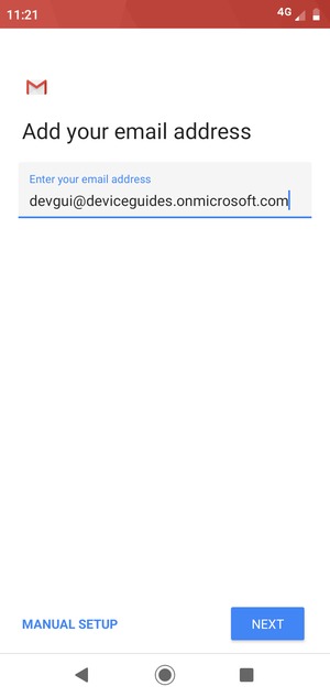 Enter your Email address and  select MANUAL SETUP