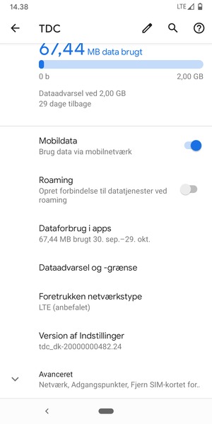 Scroll til og vælg Avanceret