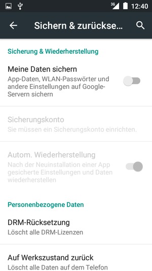 Schalten Sie Meine Daten sichern ein