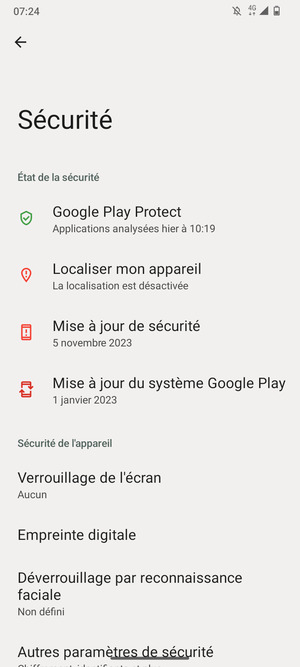 Sélectionnez Verrouillage de l'écran