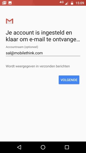 Geef uw account een naam en selecteer VOLGENDE