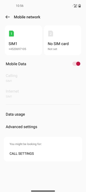 Select SIM 1 or SIM 2