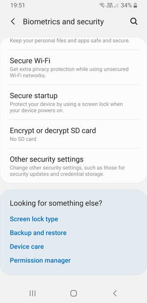 Scroll to and select Other security settings