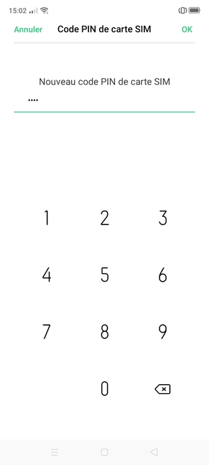 Saisissez votre Nouveau code PIN de carte SIM et sélectionnez OK