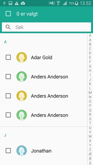 Kryss av i 0 er valgt avkrysningsboksen