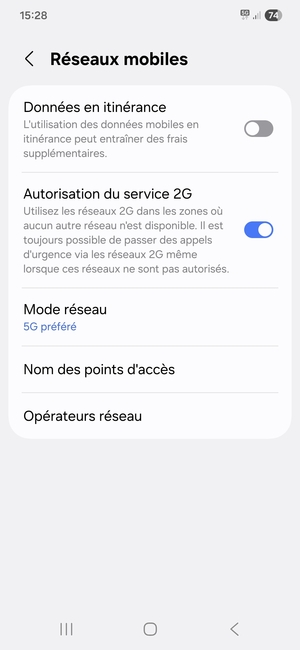 Sélectionnez Mode réseau