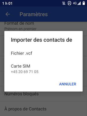 Sélectionnez Carte SIM