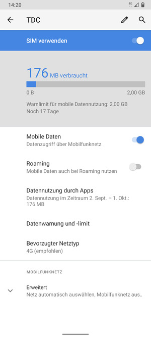 Um das Netzwerk zu wechseln, falls Probleme auftreten, wählen Sie Erweitert