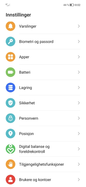 Bla til og velg Sikkerhet
