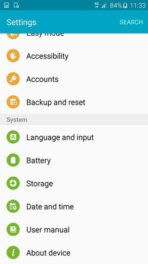 Scroll to and select Battery