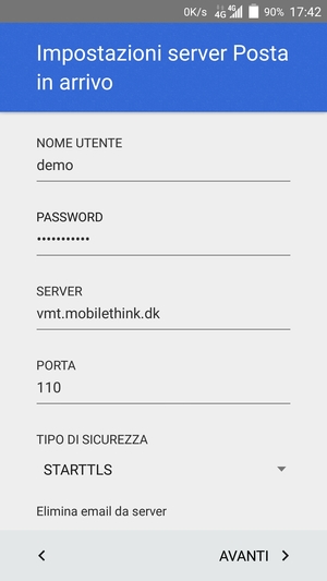 Seleziona TIPO DI SICUREZZA