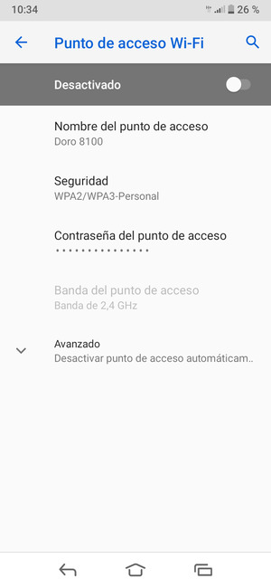 Seleccione Contraseña del punto de acceso