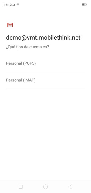 Seleccione Personal (POP3) o Personal (IMAP)